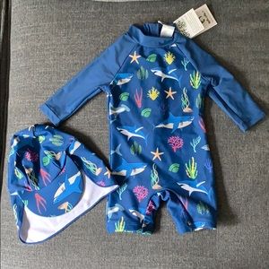 NWT Upandfast Baby Swimsuit and Hat